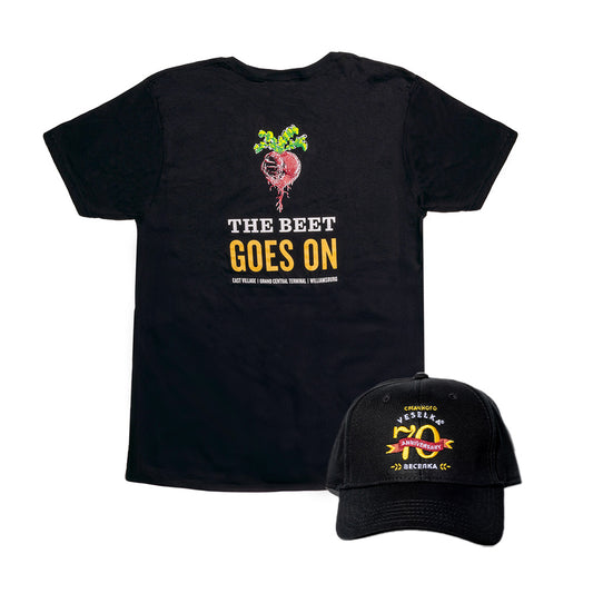 The Beet Goes On t-shirt and 70th anniversary hat bundle