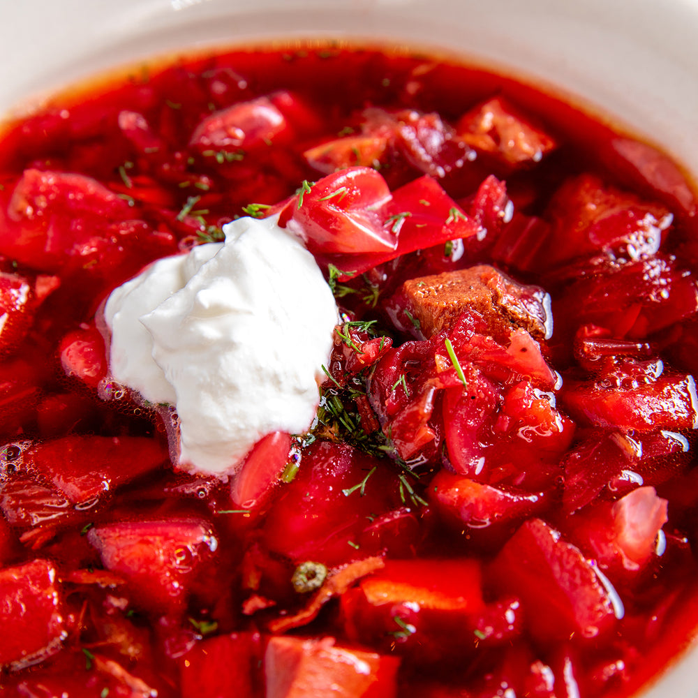 Vegetarian borscht close up