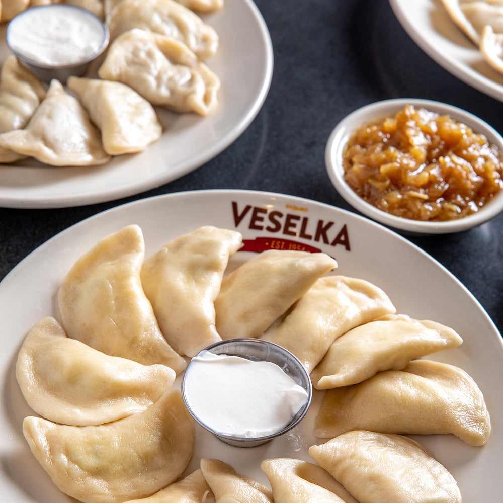 Pierogi on a plate, boiled Finals care package