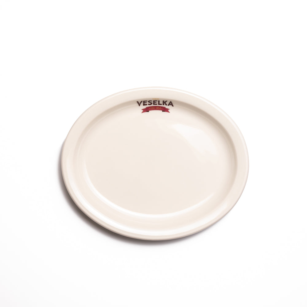 Veselka serving plate, white