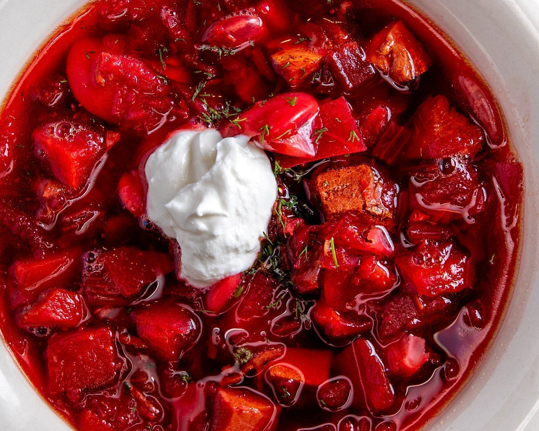 Borscht with a dollop of sour cream