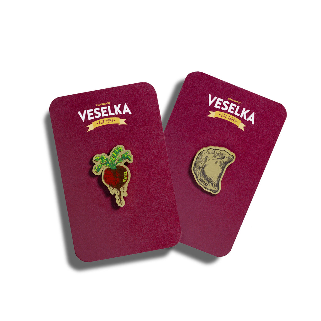 Veselka pins, beet and pierogi pin